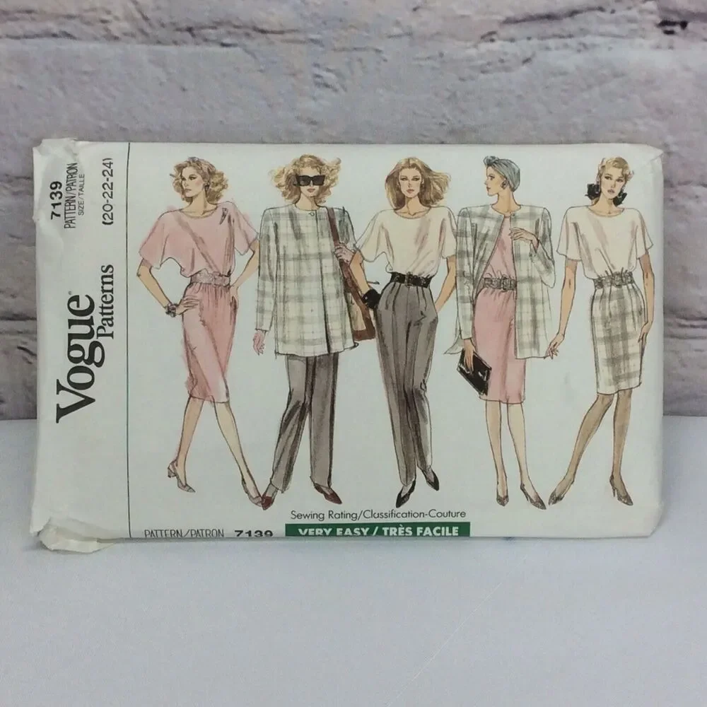 Vogue Vintage Sewing Pattern #7139 Uncut Plus Sizes Jacket/Dress/Pants/Top/Skirt